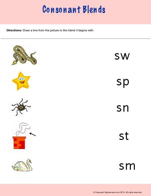 Preview image for worksheet with title Consonant Blends