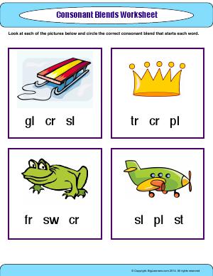 Preview image for worksheet with title Consonant Blends Worksheet