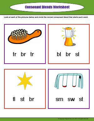 Preview image for worksheet with title Consonant Blends Worksheet