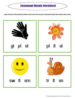 Preview image for worksheet with title Consonant Blends Worksheet