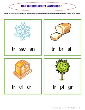 Preview image for worksheet with title Consonant Blends Worksheet