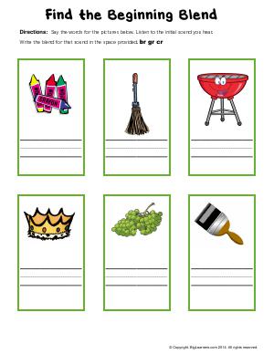 Preview image for worksheet with title Find the Beginning Blend (cr, br, gr)