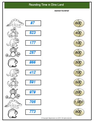 Preview image for worksheet with title Rounding Time in Dino Land