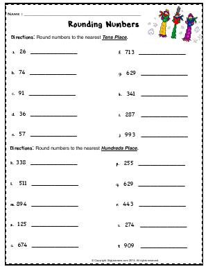 Preview image for worksheet with title Rounding Numbers