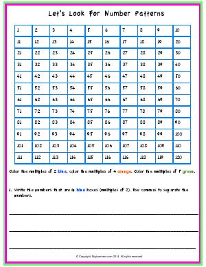 Preview image for worksheet with title Let's Look For Number Patterns