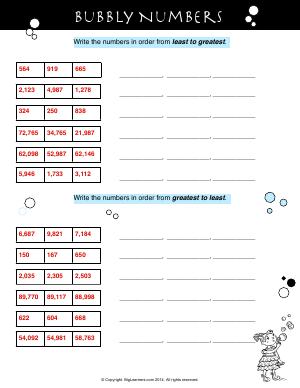 Preview image for worksheet with title Bubbly Numbers
