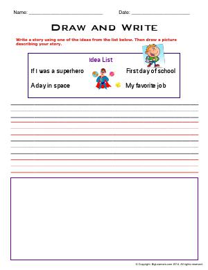 Preview image for worksheet with title Draw and Write