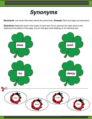 Preview image for worksheet with title Synonyms