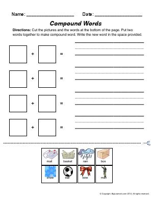 Preview image for worksheet with title Compound Words