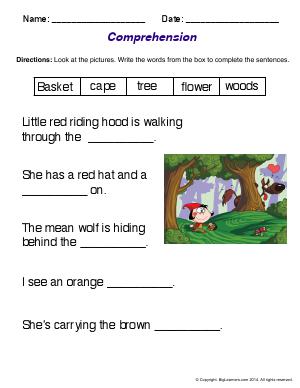 Preview image for worksheet with title Comprehension