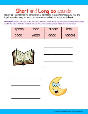 Preview image for worksheet with title Short and Long oo Sound