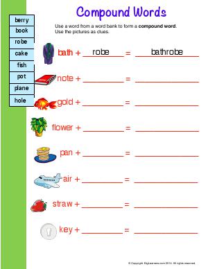 Preview image for worksheet with title Compound Words