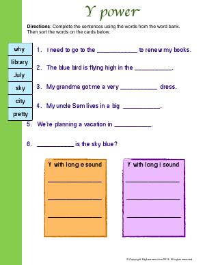 Preview image for worksheet with title Y Power