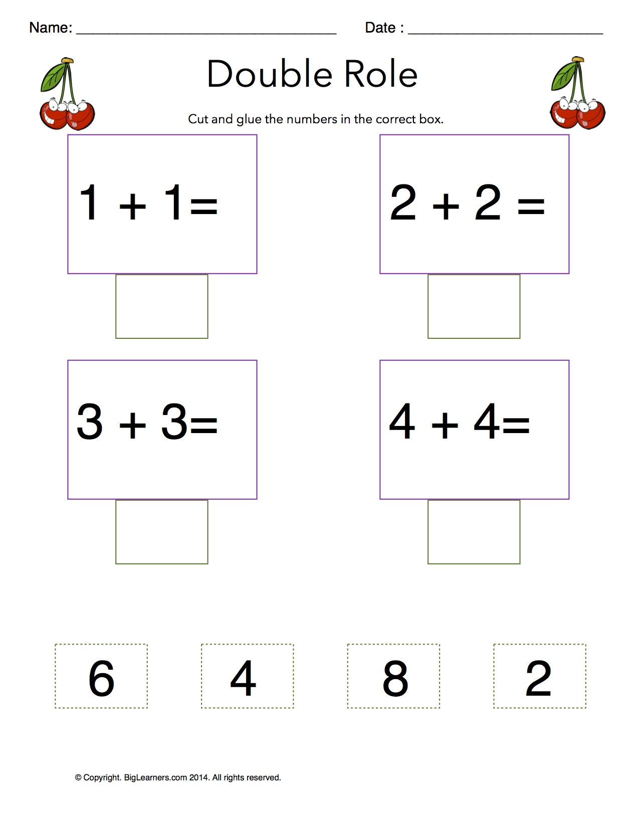 Adding Doubles | First Grade Math Worksheets | Biglearners