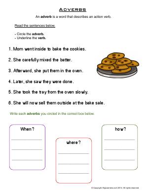 Preview image for worksheet with title Adverbs