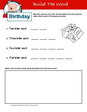 Preview image for worksheet with title Build The Word