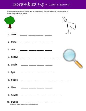 Preview image for worksheet with title Scrambles Up - Long e Sound