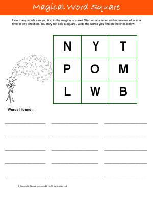 Preview image for worksheet with title Magical Word Square