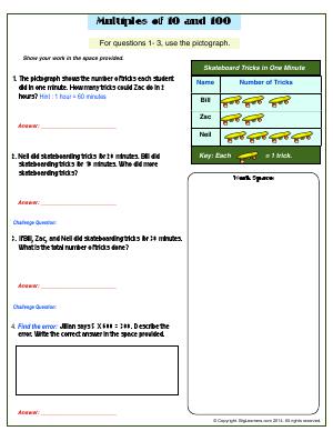 Preview image for worksheet with title Multiples of 10 and 100