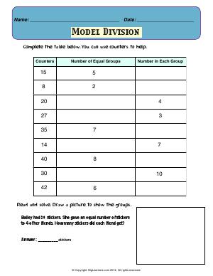 Preview image for worksheet with title Model Division