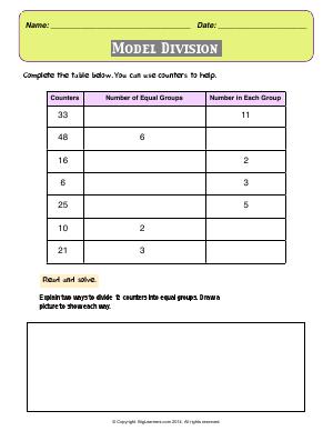 Preview image for worksheet with title Model Division