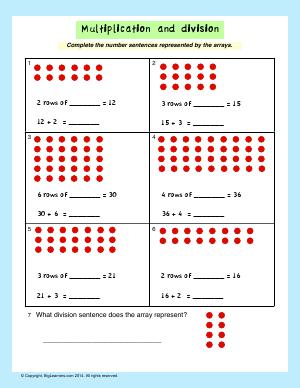 Preview image for worksheet with title Multiplication and Division
