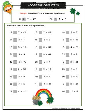 Preview image for worksheet with title Choose the Operation