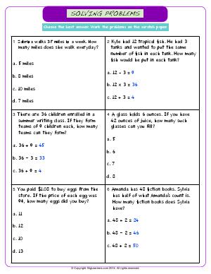 Preview image for worksheet with title Solving Problems
