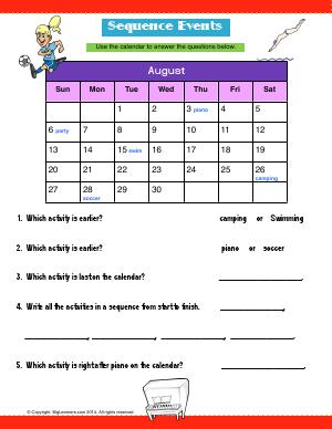 Preview image for worksheet with title Sequence Events