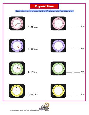 Preview image for worksheet with title Elapsed Time