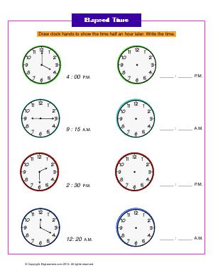 Preview image for worksheet with title Elapsed Time