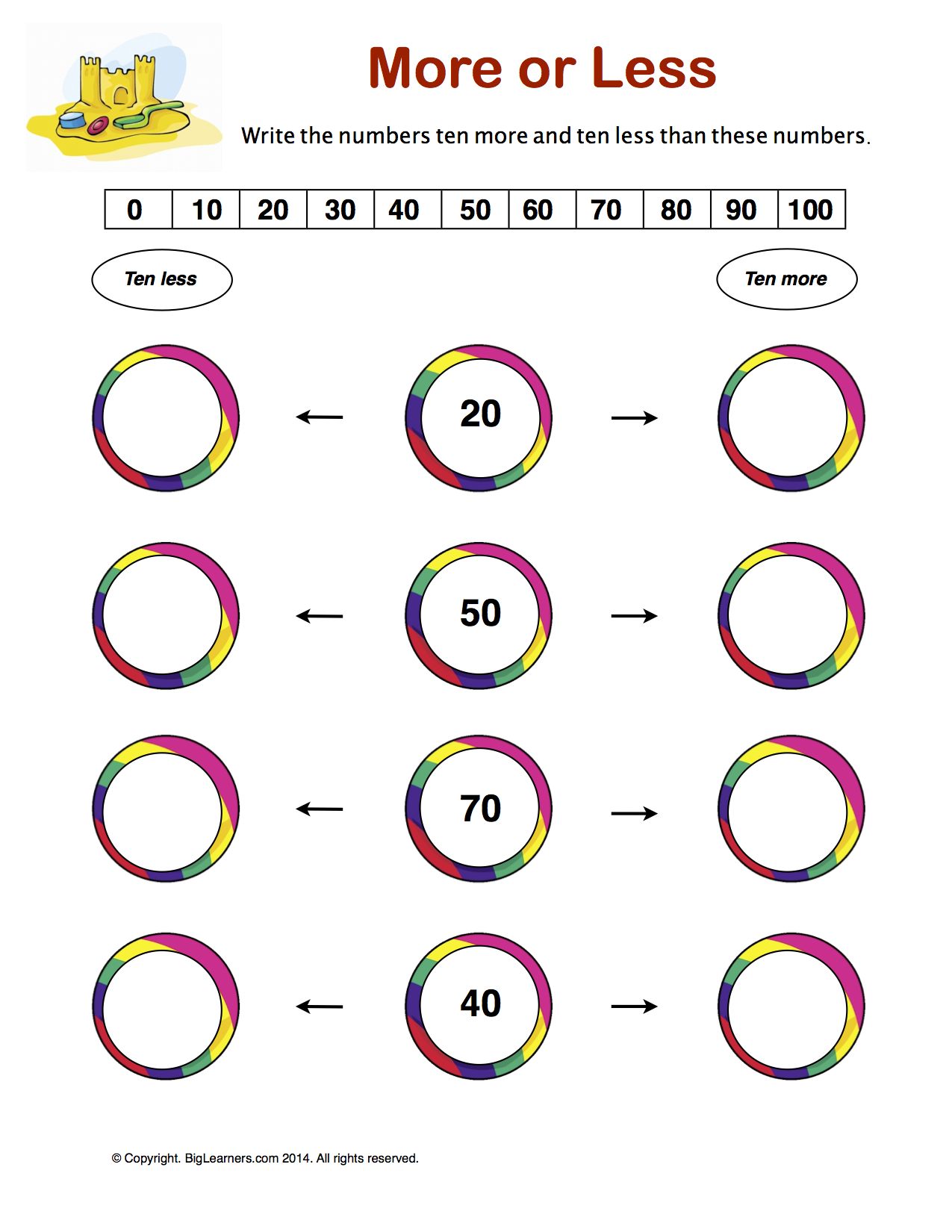 Preview image for worksheet with title More or Less