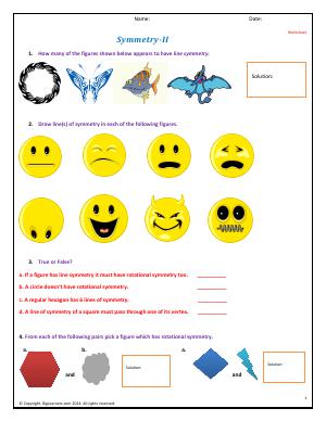 Preview image for worksheet with title Symmetry - II