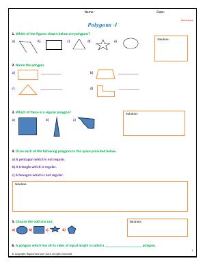 Preview image for worksheet with title Polygons - I