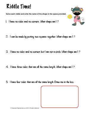 Preview image for worksheet with title Riddle Time!