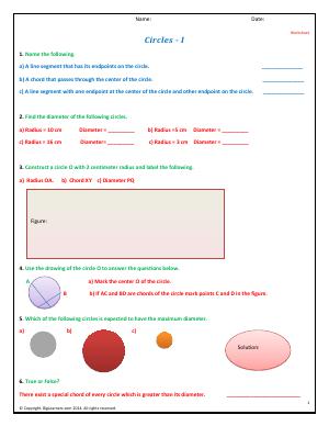 Preview image for worksheet with title Circles - I