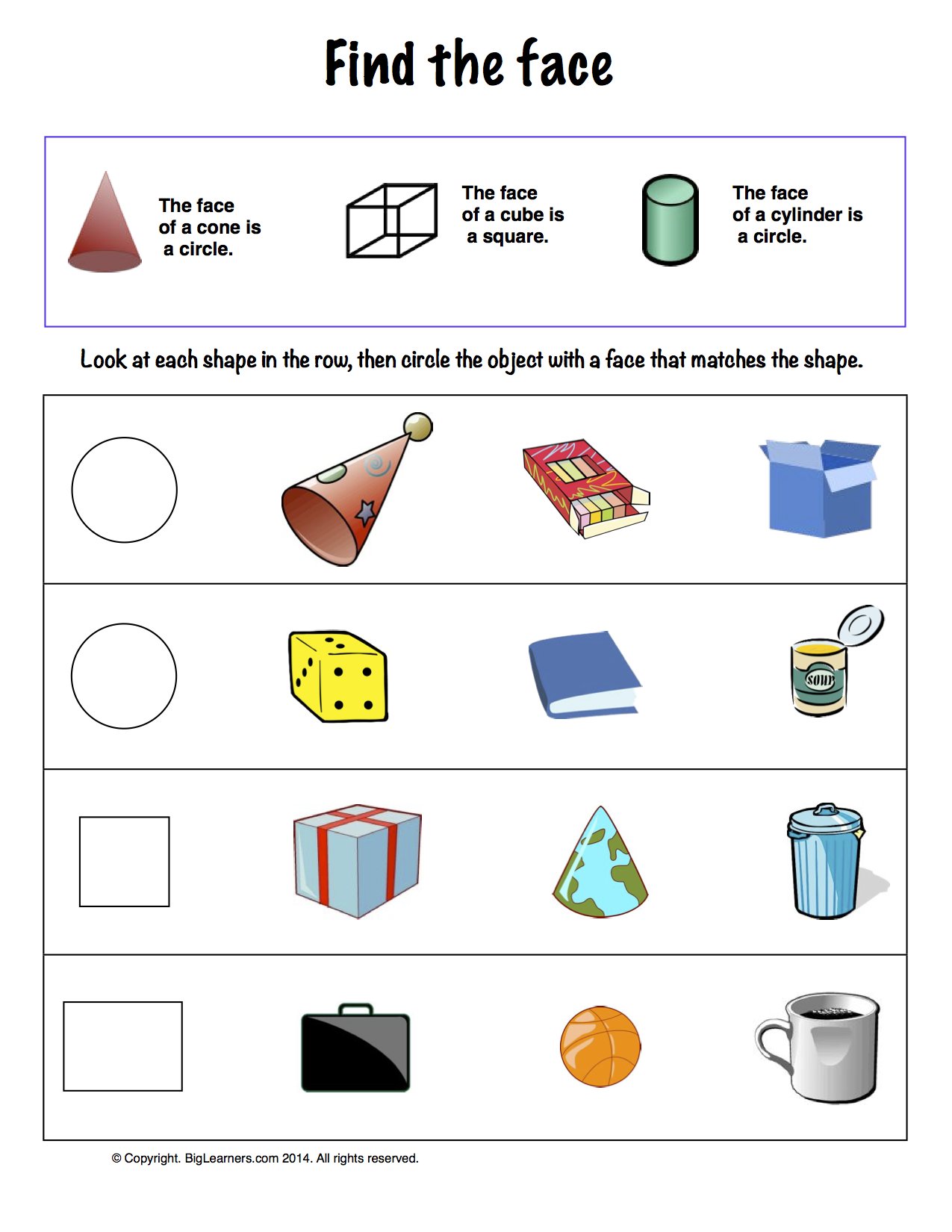 Preview image for worksheet with title Find the Face