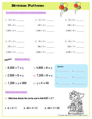 Preview image for worksheet with title Division Patterns