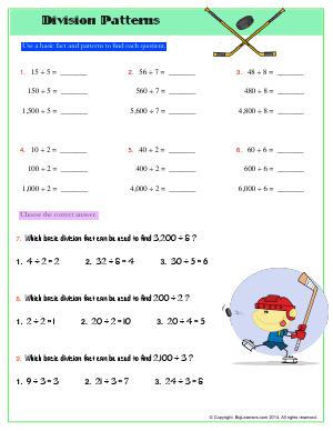 Preview image for worksheet with title Division Patterns