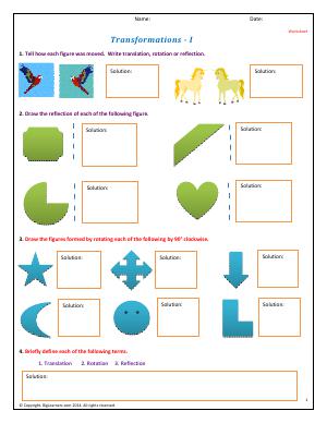 Preview image for worksheet with title Transformation - I