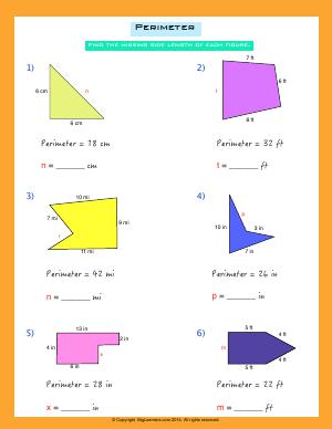 Preview image for worksheet with title Perimeter