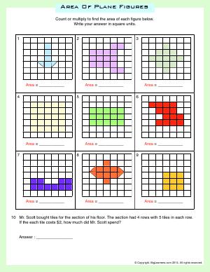 Preview image for worksheet with title Area of Plane Figures