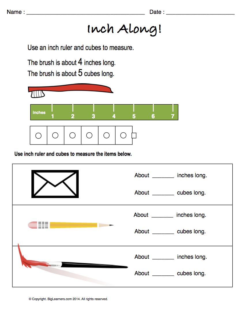 Preview image for worksheet with title Inch Along!