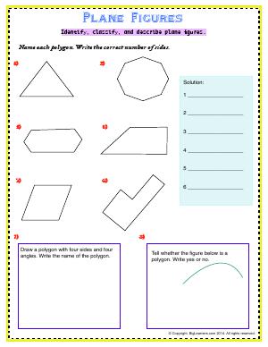 Preview image for worksheet with title Plane Figures