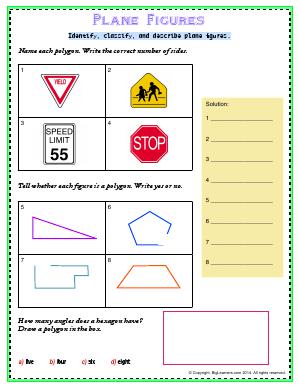 Preview image for worksheet with title Plane Figures