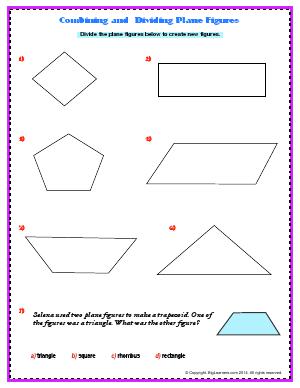 Preview image for worksheet with title Combining and Dividing Plane Figures