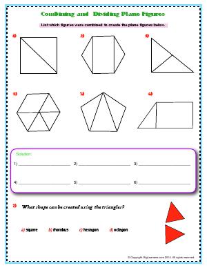 Preview image for worksheet with title Combining and Dividing Plane Figures