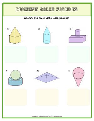 Preview image for worksheet with title Combine Solid Figures