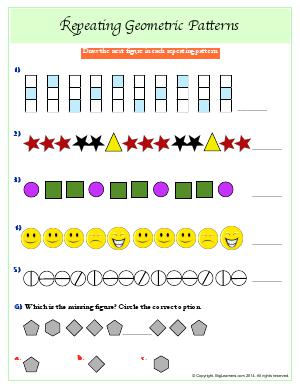 Preview image for worksheet with title Repeating Geometric Patterns
