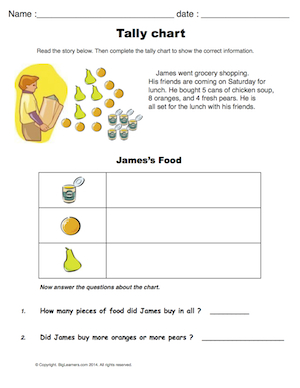 Preview image for worksheet with title Tally Charts 2